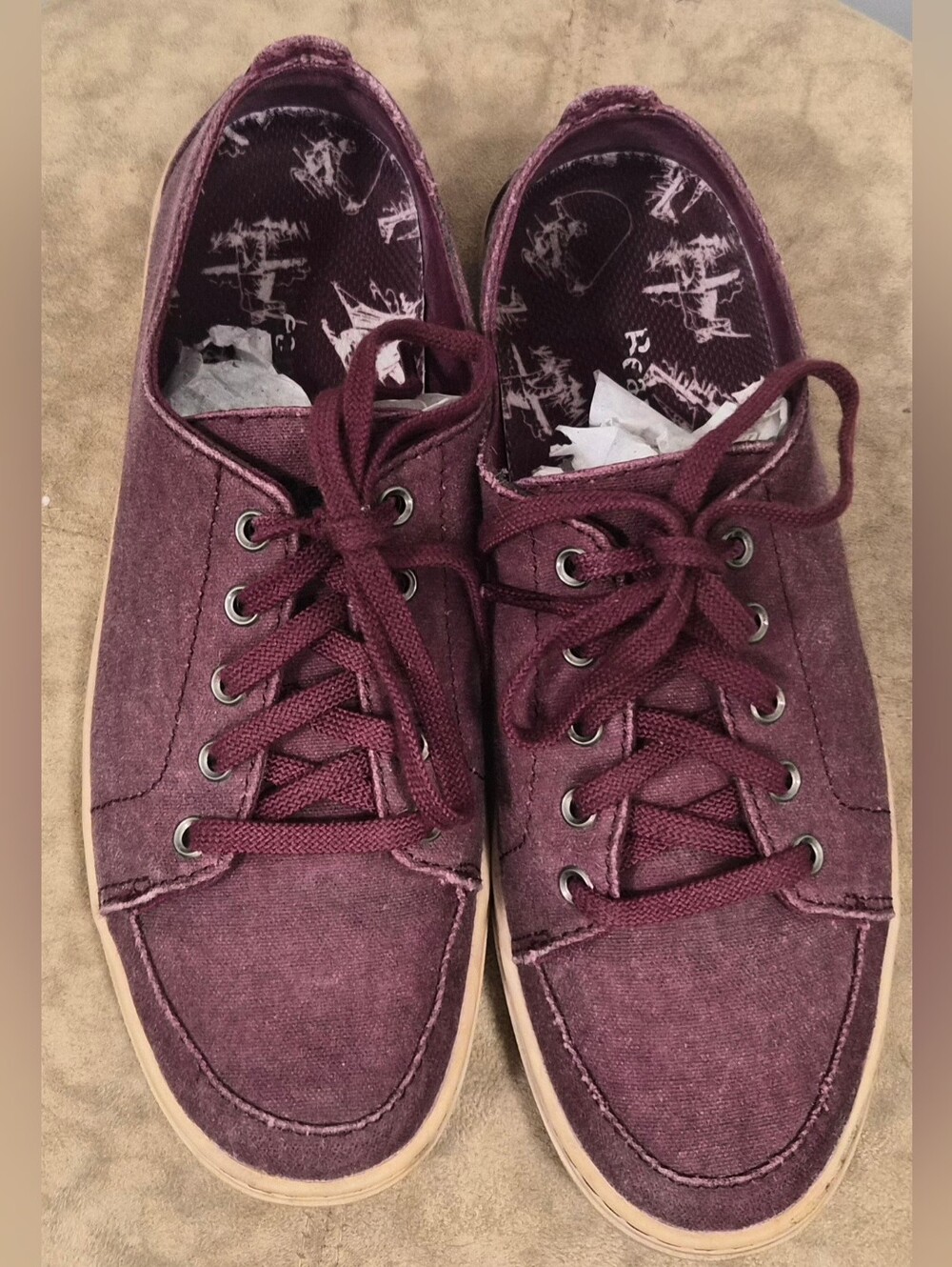 L.L.Bean Women’s Canvas Low Top Lace-Up Sneakers Burgundy Solid Size 7.5 M